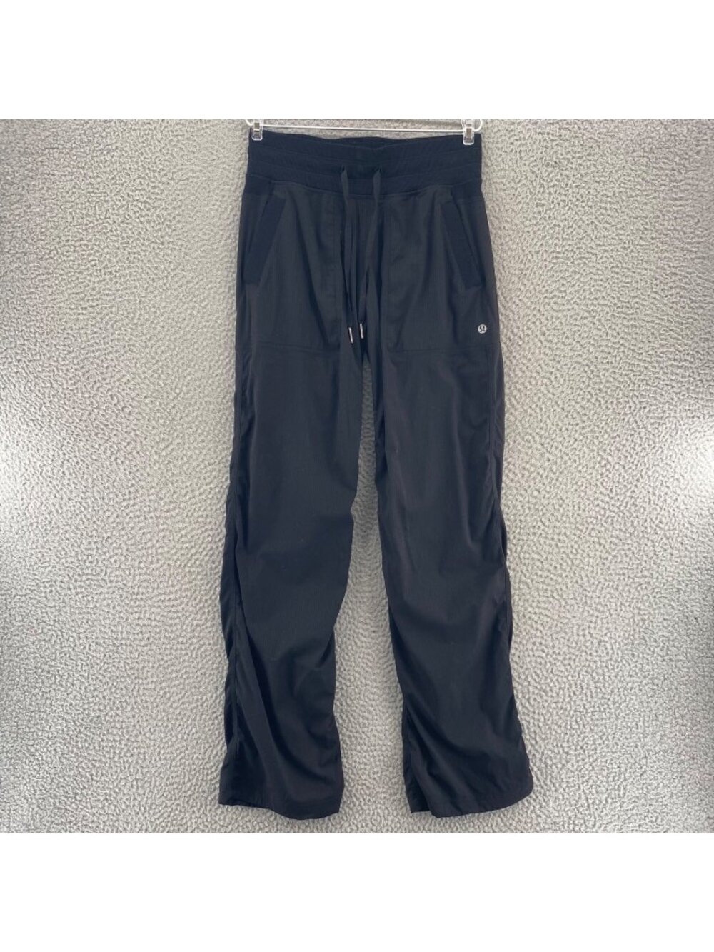 Lululemon Dance Studio Mid Rise Pant Womens 4 Black Pinstripe Pocket Swift 2-way